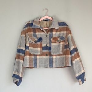 Amazon Fashion Plaid Cropped Shacket